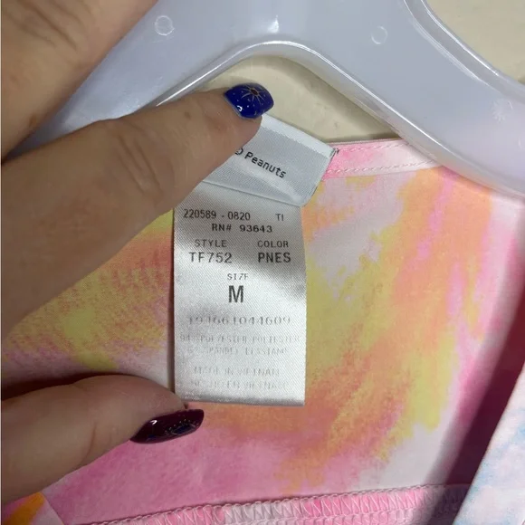 Peanuts Colorful Tie-Dye Snoopy Scrub Top with Pockets Size M Style #TF752 - Picture 8 of 10